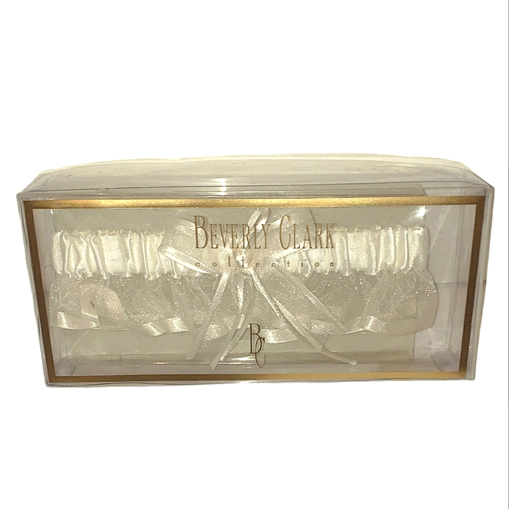 Beverly Clark Collection White Satin Bridal Garter Belt